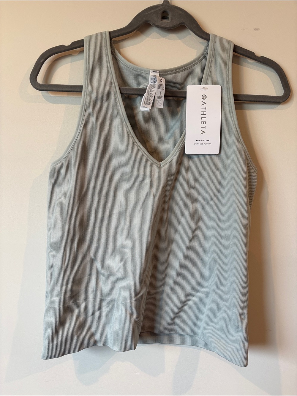 Athleta Ribbed V-Neck Aurora Tank in Light Sage